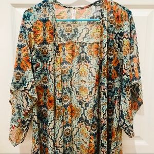 Target Orange Blue 70s Print  Kimono